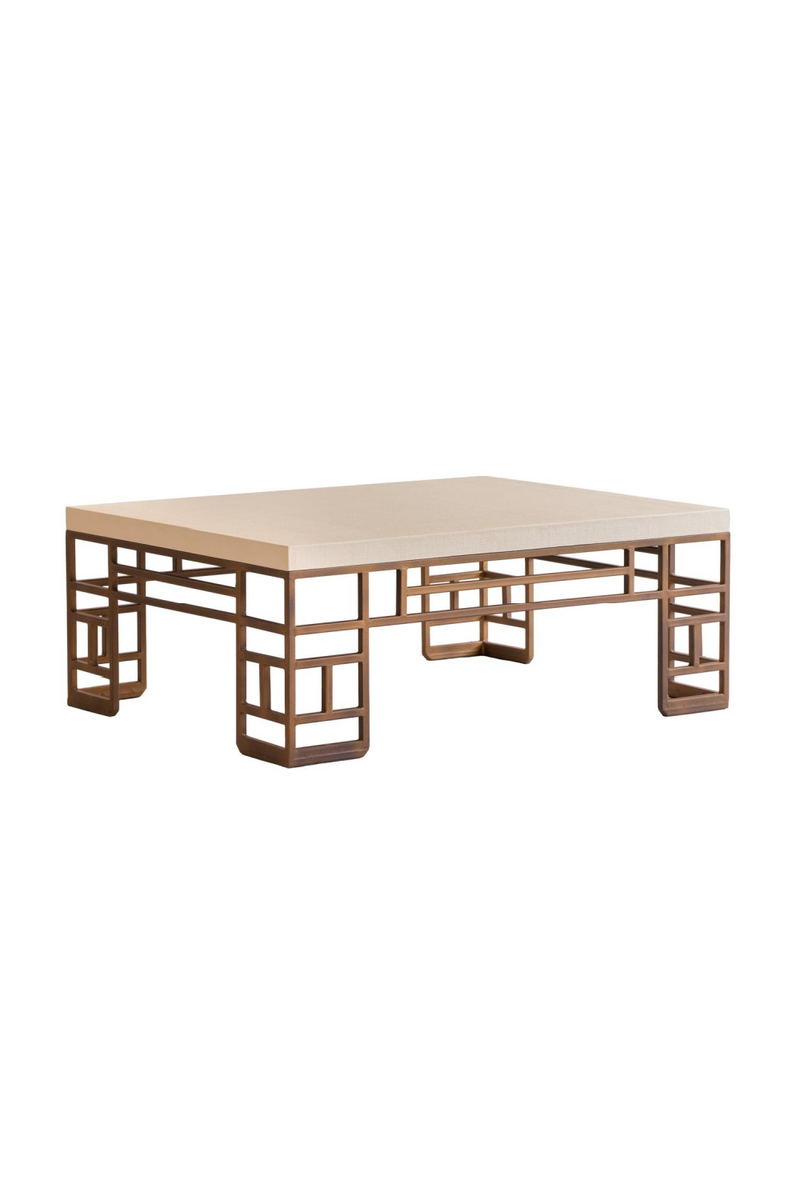 Cream Linen Brass Coffee Table | Andrew Martin Minerva | Oroatrade.com