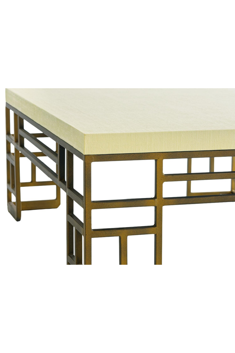Cream Linen Brass Coffee Table | Andrew Martin Minerva | Oroatrade.com