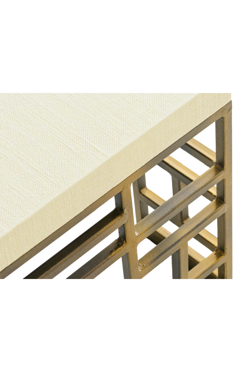 Cream Linen Brass Coffee Table | Andrew Martin Minerva | Oroatrade.com