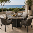 Round Travertine Outdoor Dining Table | Andrew Martin | Oroatrade
