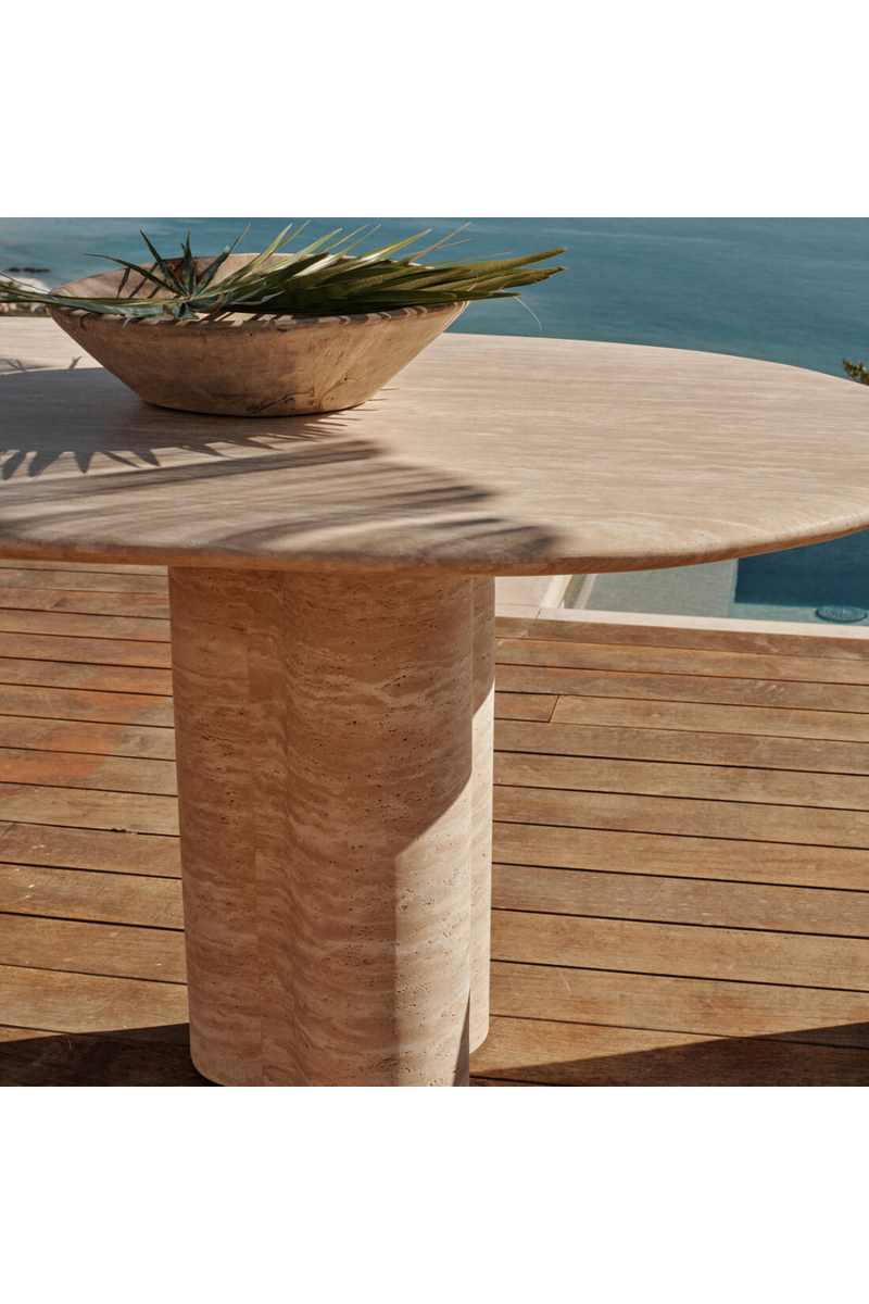 Oval Travertine Outdoor Dining Table | Andrew Martin Porto | Oroatrade.com