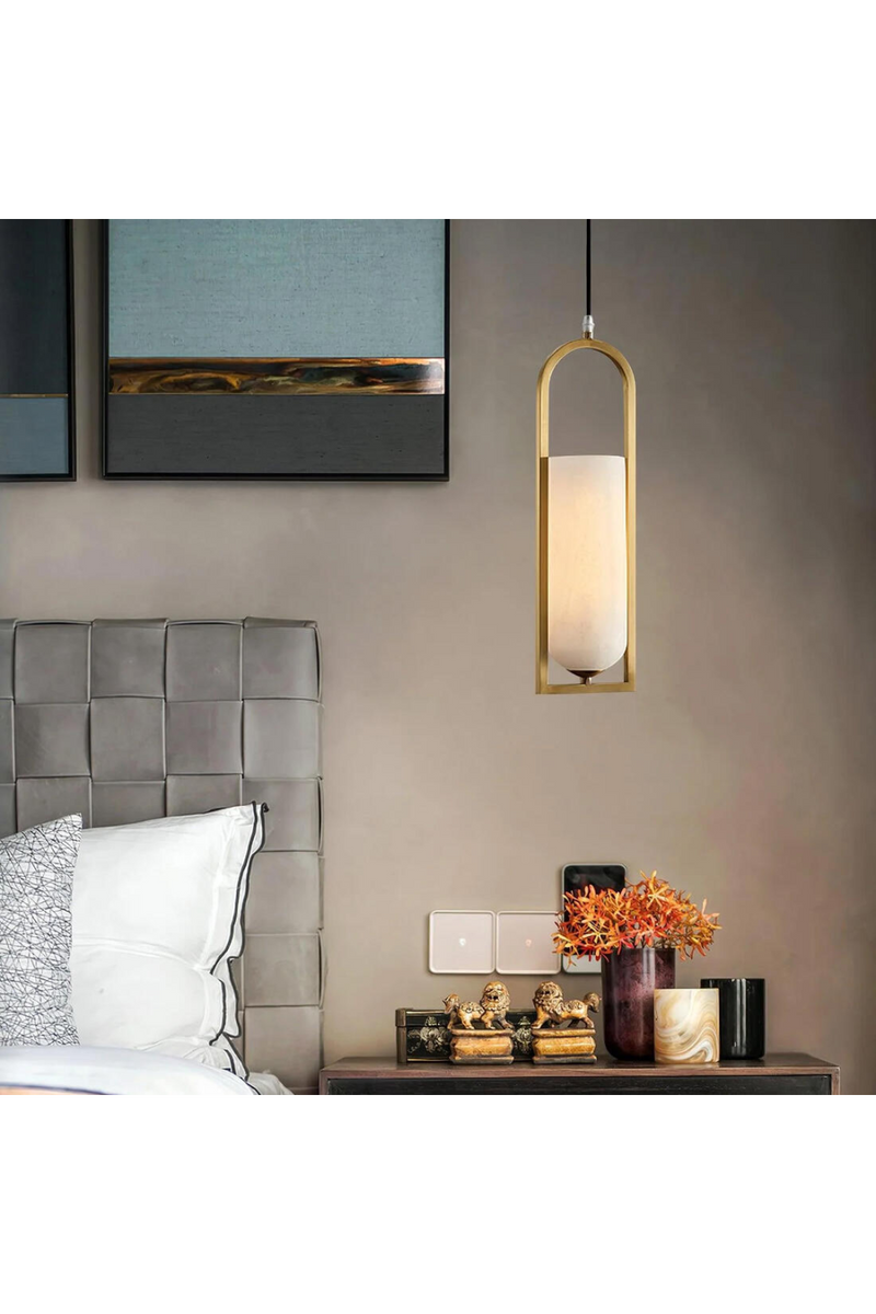 Elongated Alabaster Pendant Lamp | Andrew Martin Melange | Oroatrade.com