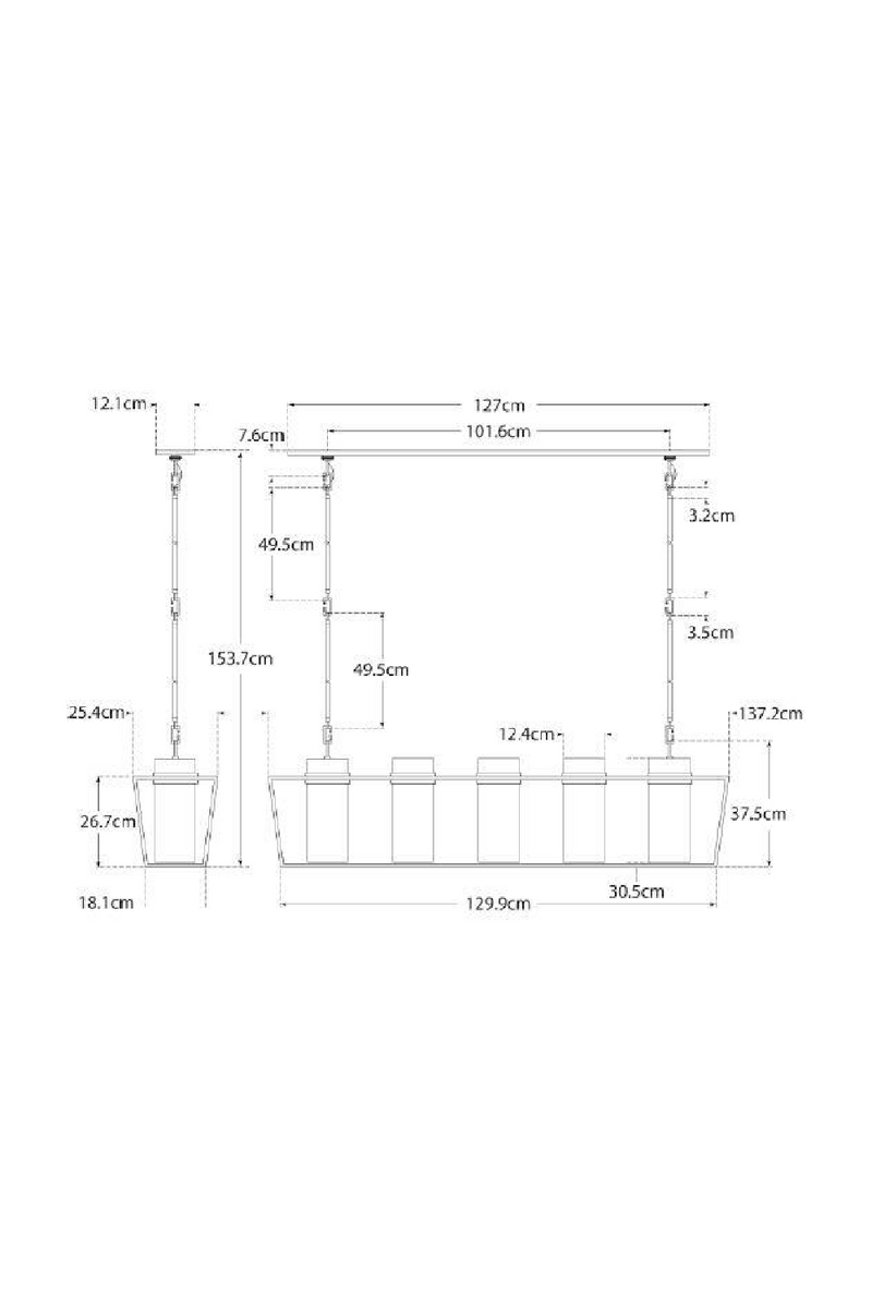 5-Light Linear Pendant Lamp | Andrew Martin Presidio | Oroatrade.com