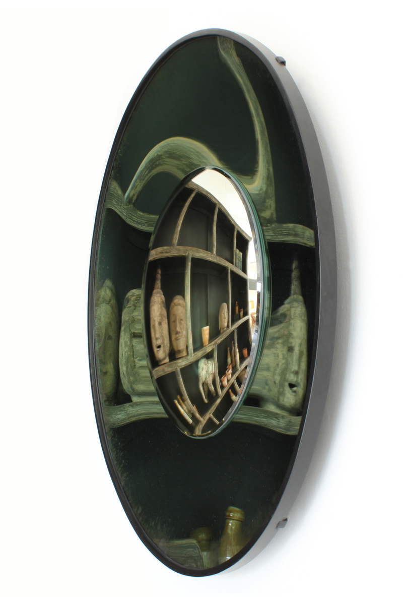 Aged Green Round Concave Mirror | Andrew Martin Hampstead | Oroatrade.com