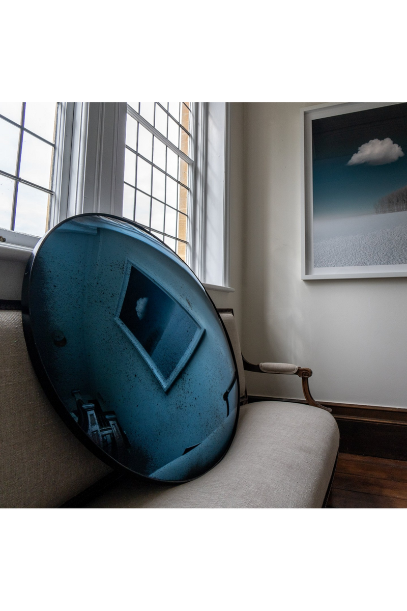 Aged Blue Round Convex Mirror | Andrew Martin Shoreditch