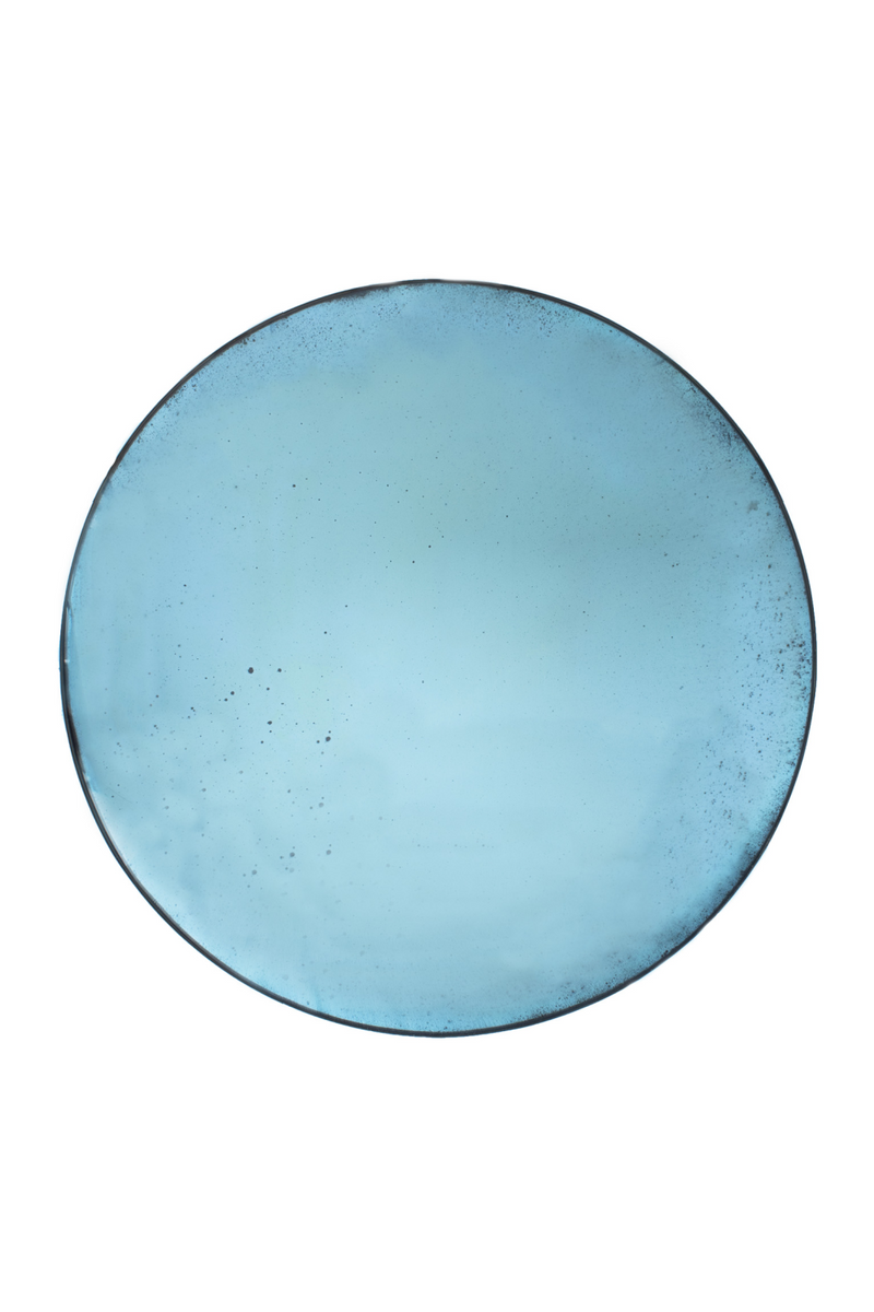 Aged Blue Round Convex Mirror | Andrew Martin Shoreditch