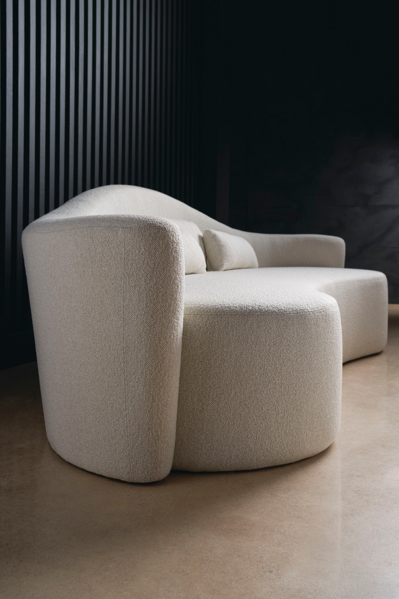 Bouclé Cream Curved Sofa | Andrew Martin Ellipse | Oroatrade.com