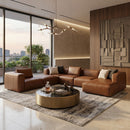Brown Leather Modern Sectional Sofa | Andrew Martin Joshua