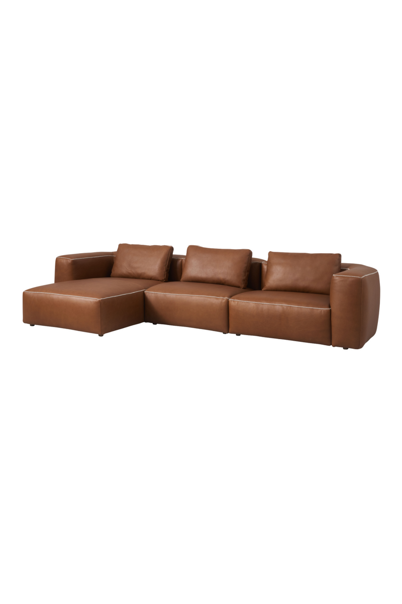 Brown Leather Modern Sectional Sofa | Andrew Martin Joshua | Oroatrade.com