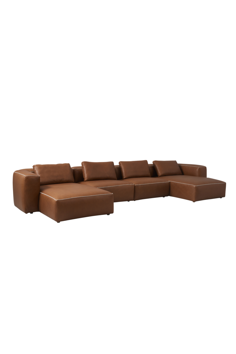 Brown Leather Modern Sectional Sofa | Andrew Martin Joshua | Oroatrade.com