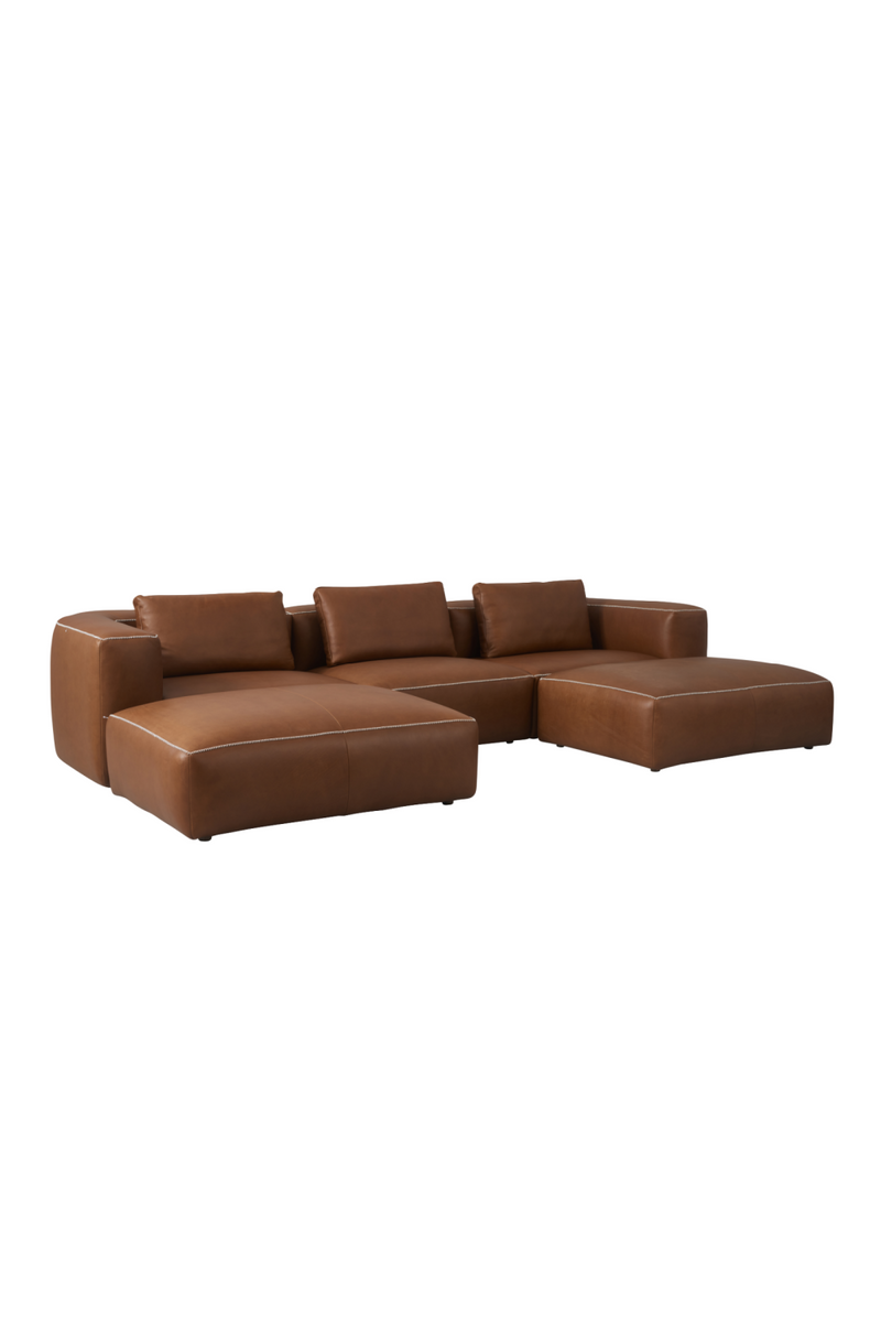 Brown Leather Modern Sectional Sofa | Andrew Martin Joshua | Oroatrade.com