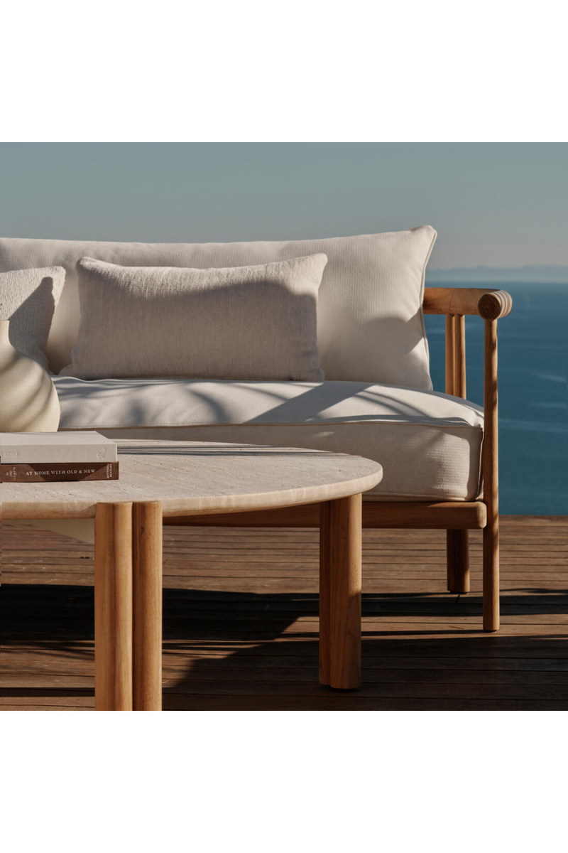 Padded Teak Outdoor 3-Seater Sofa | Andrew Martin Cove | Oroatrade.com