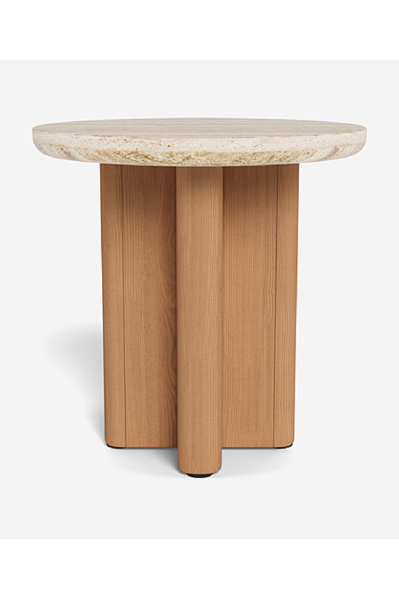 Outdoor Round Travertine Side Table | Andrew Martin Caicos | Oroatrade.com