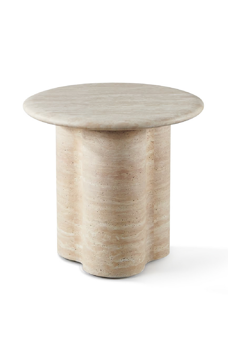 Round Travertine Outdoor Side Table | Andrew Martin Porto | Oroatrade.com