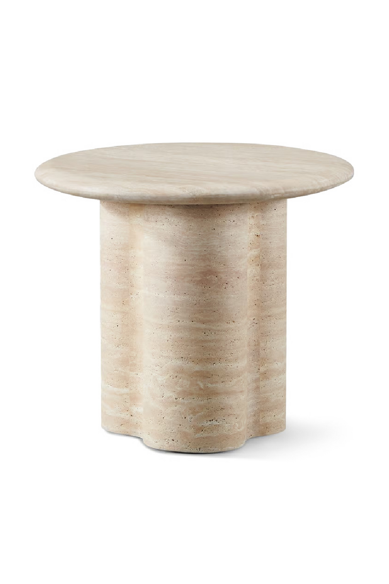 Round Travertine Outdoor Side Table | Andrew Martin Porto | Oroatrade.com