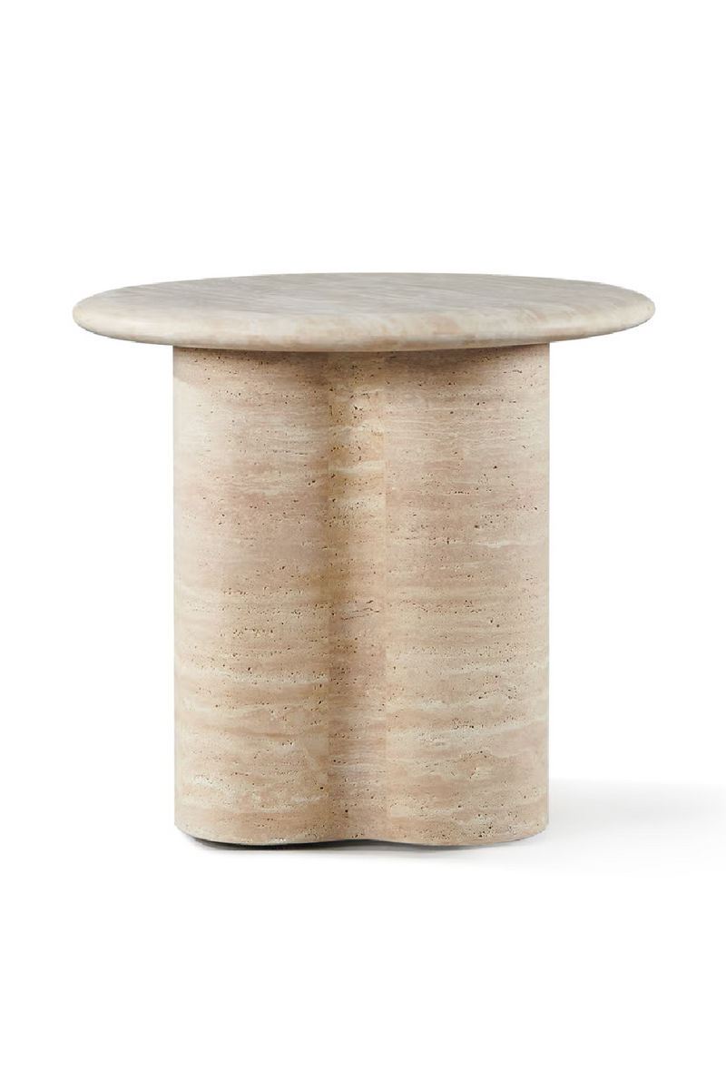 Round Travertine Outdoor Side Table | Andrew Martin Porto | Oroatrade.com