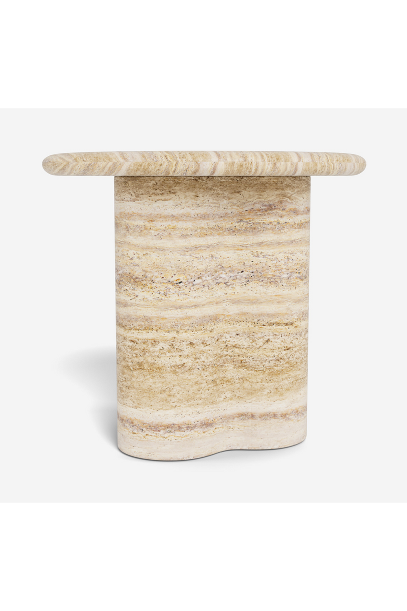 Round Travertine Outdoor Side Table | Andrew Martin Porto | Oroatrade.com