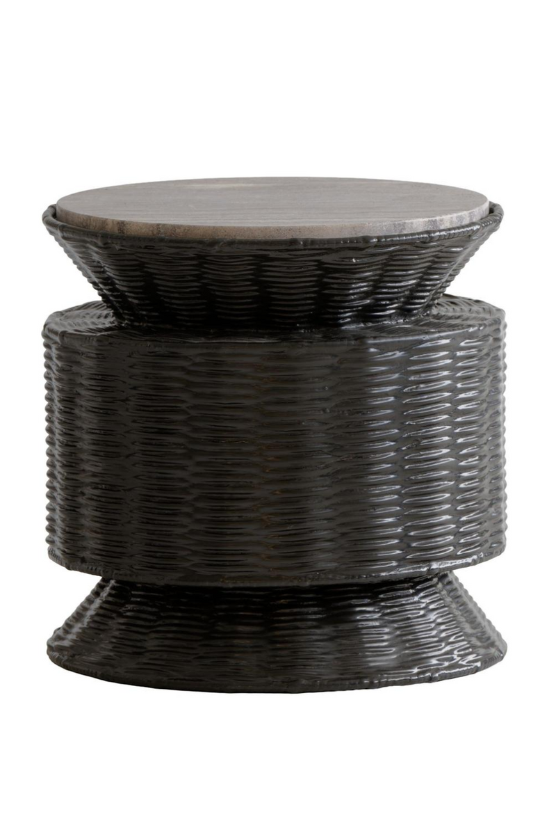 Black Woven Bamboo Side Table | Andrew Martin Roma | Oroatrade.com