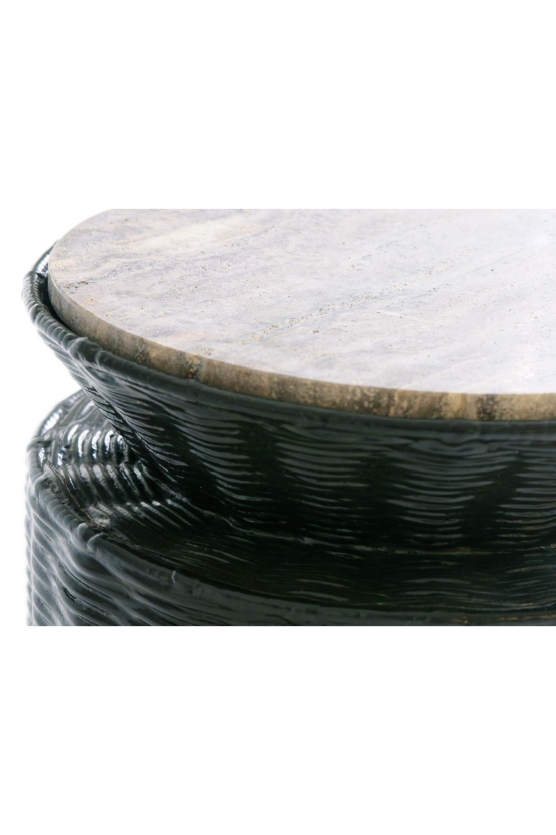 Black Woven Bamboo Side Table | Andrew Martin Roma | Oroatrade.com