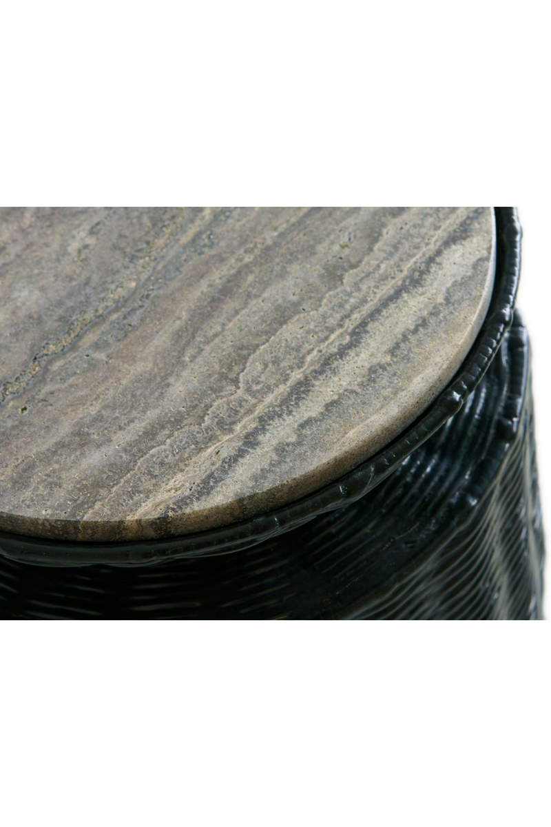 Black Woven Bamboo Side Table | Andrew Martin Roma | Oroatrade.com