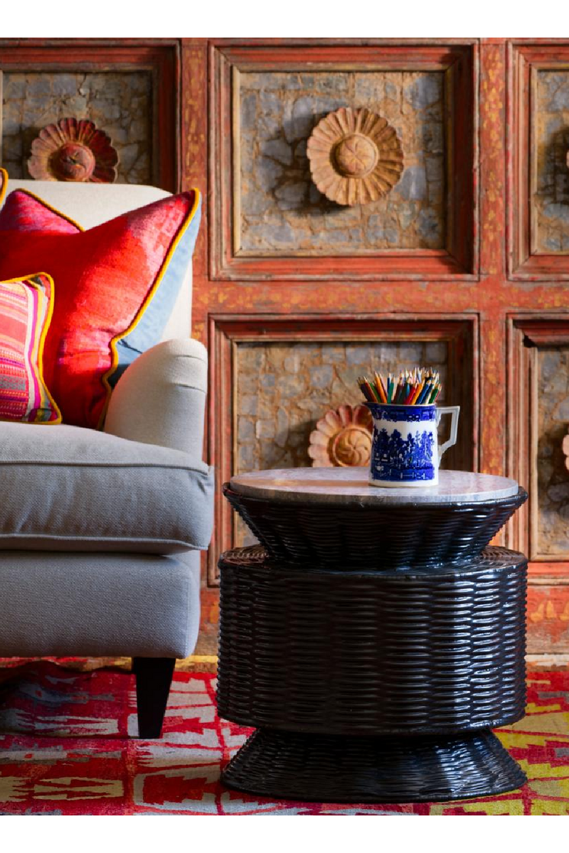 Black Woven Bamboo Side Table | Andrew Martin Roma | Oroatrade.com