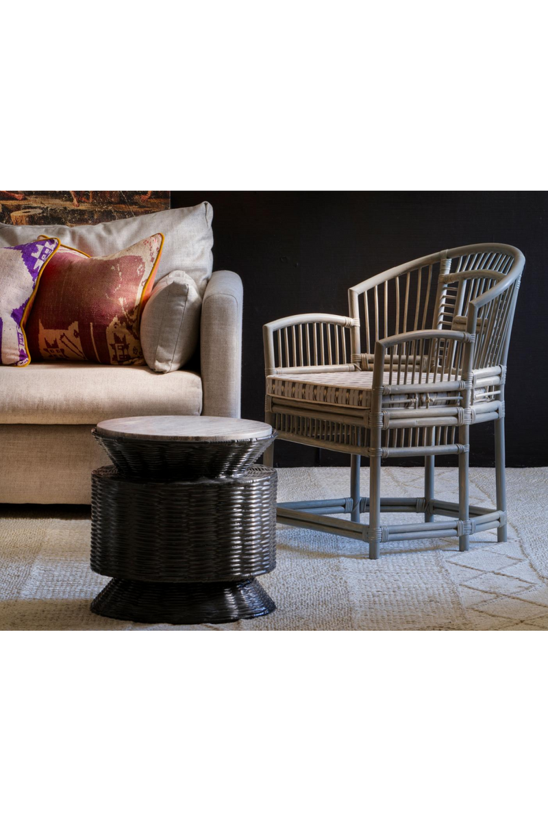 Black Woven Bamboo Side Table | Andrew Martin Roma | Oroatrade.com