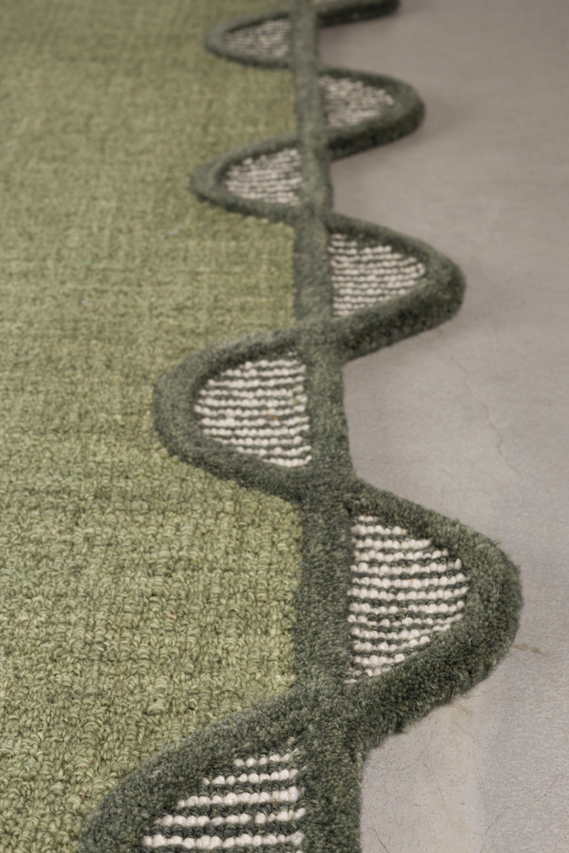 Green Wool Carpet 5' x 7'5" | Bold Monkey Sugar Lines | Oroatrade.com