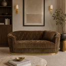 Curved Tufted Brown Velvet Sofa | Bold Monkey Too Pretty To Sit On