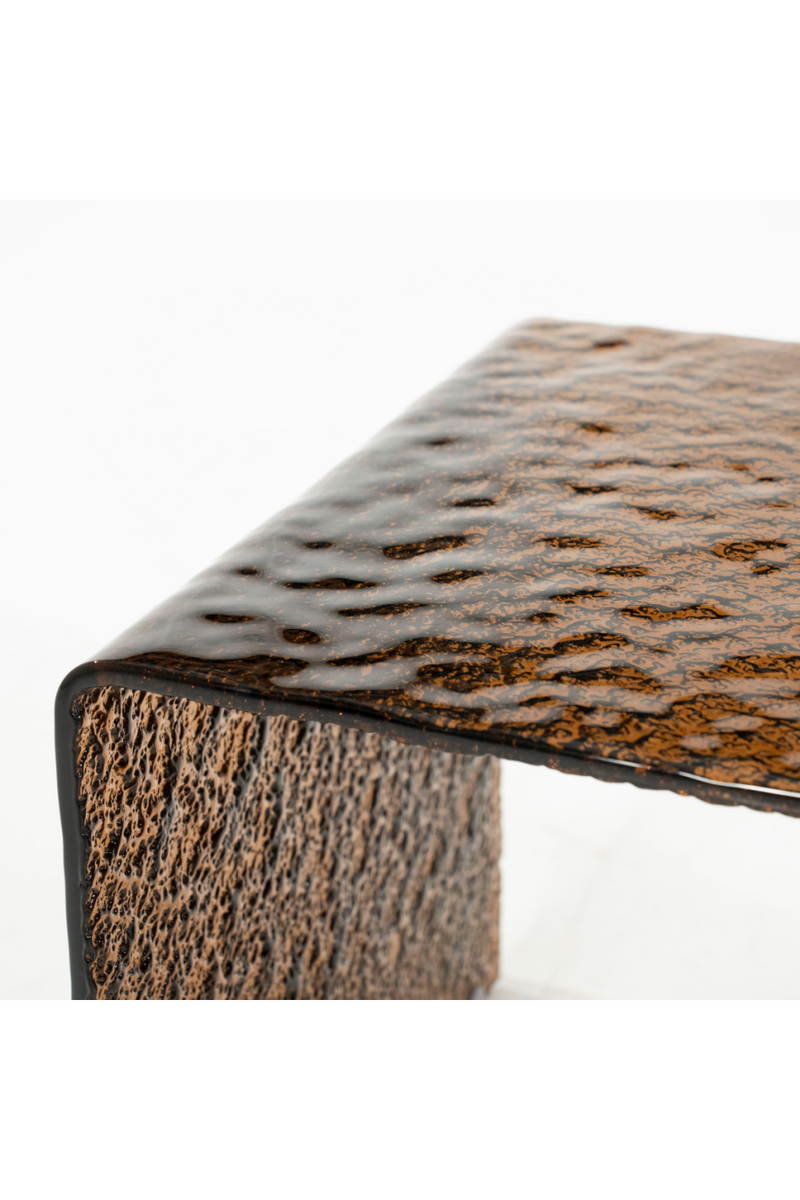Textured Brown Glass Side Table | By-Boo Ripple | Oroatrade.com