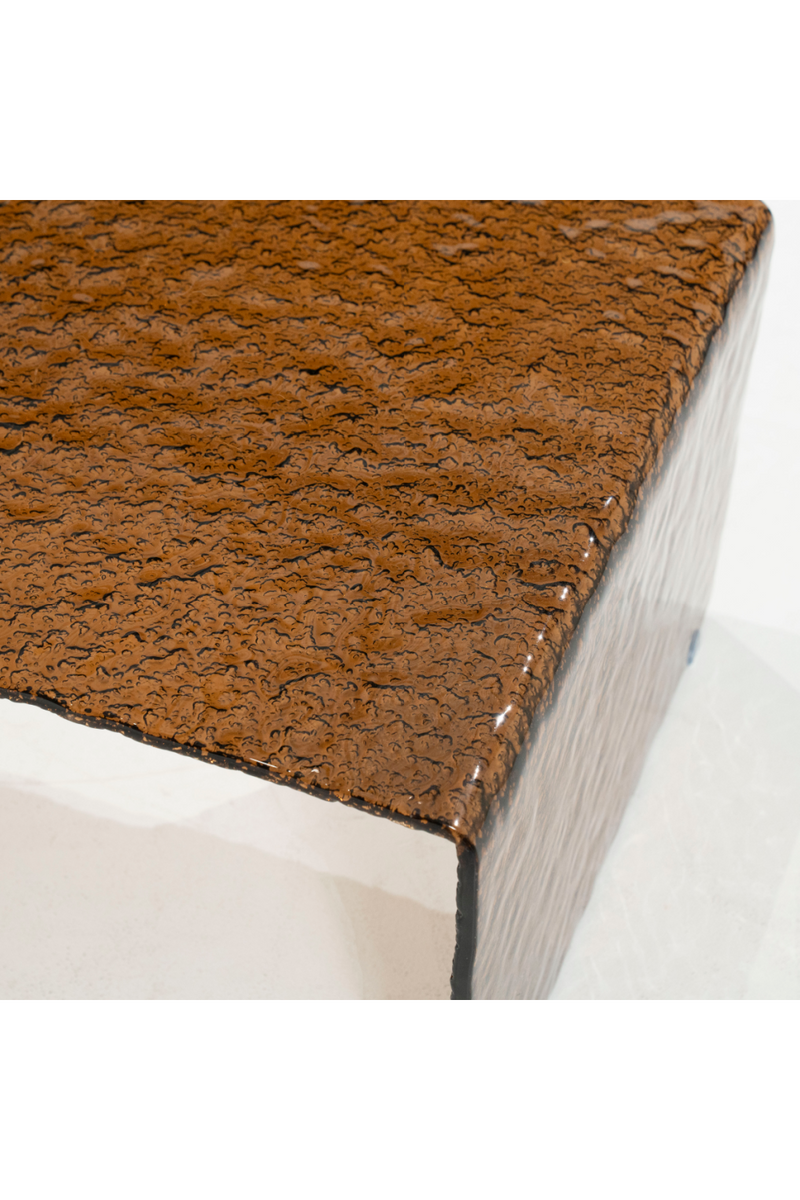 Textured Brown Glass Coffee Table | By-Boo Ripple