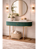Green Velvet 1 Drawer Console Table | Bali Loom Beale | Oroatrade.com