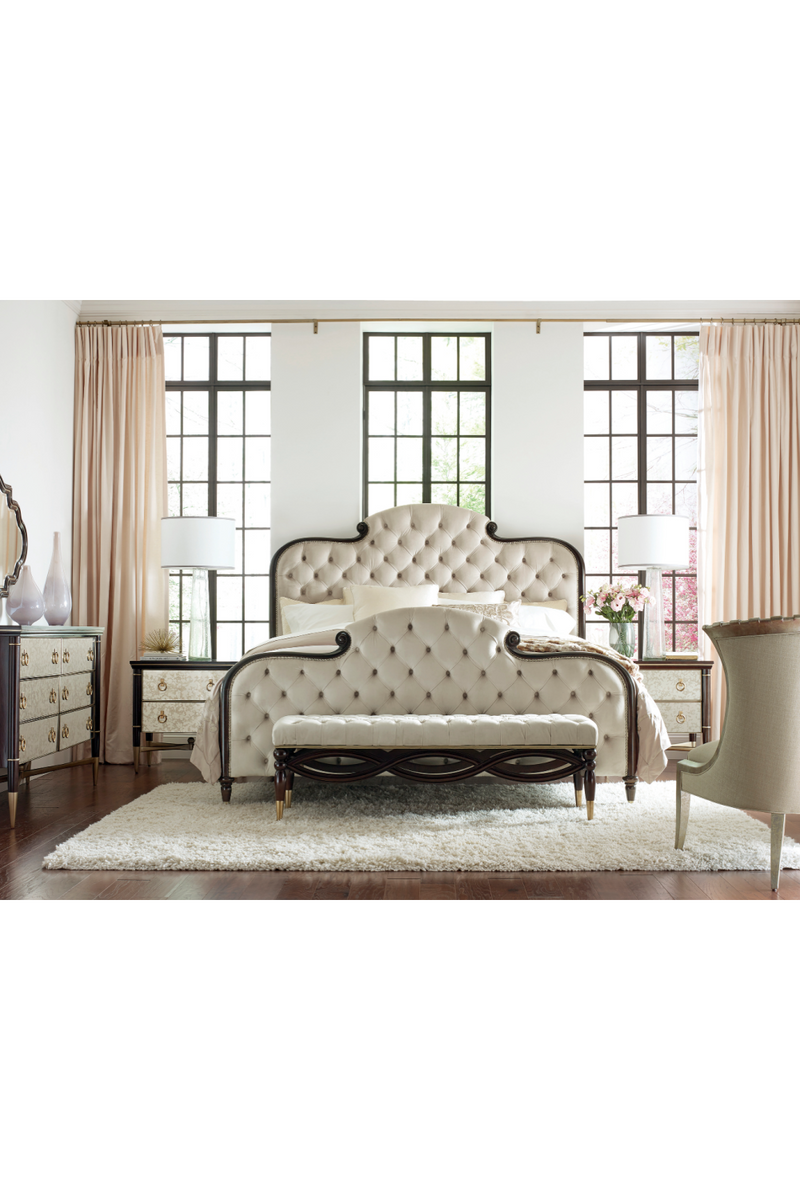 Cream Tufted Silk California King Bed | Caracole Everly |  Oroatrade.com