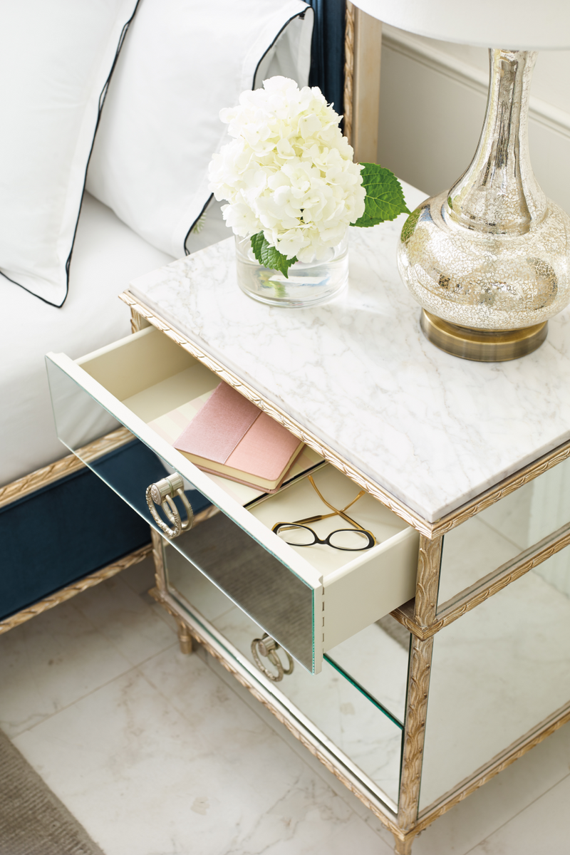 Mirrored Vintage Style Nightstand | Caracole Fontainebleau | Oroatrade.com