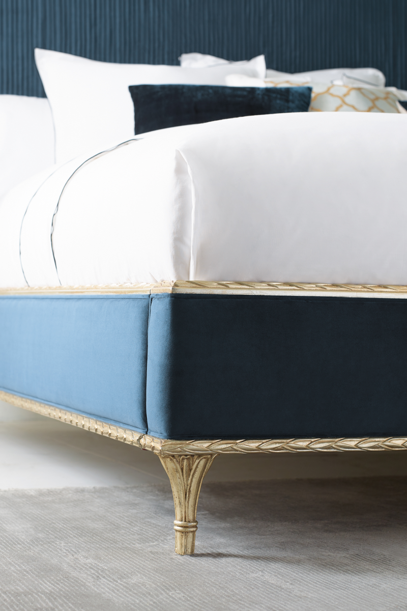 Blue Modern Platform Bed | Caracole Fontainebleau | Oroatrade.com