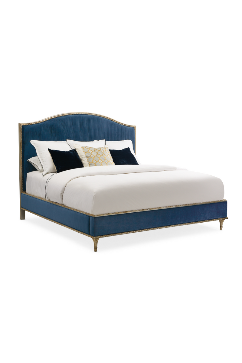 Blue Pleated California King Bed | Caracole Platform | Oroatrade.com