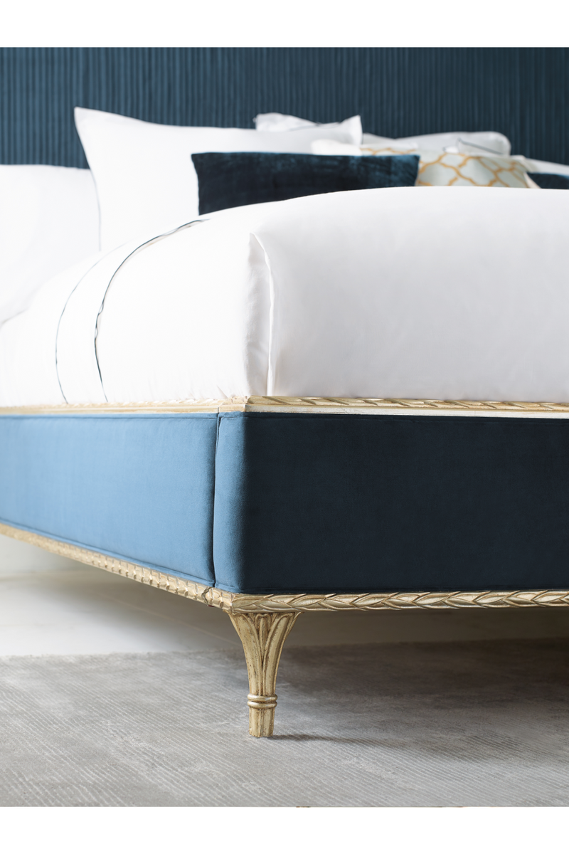 Blue Pleated California King Bed | Caracole Platform | Oroatrade.com