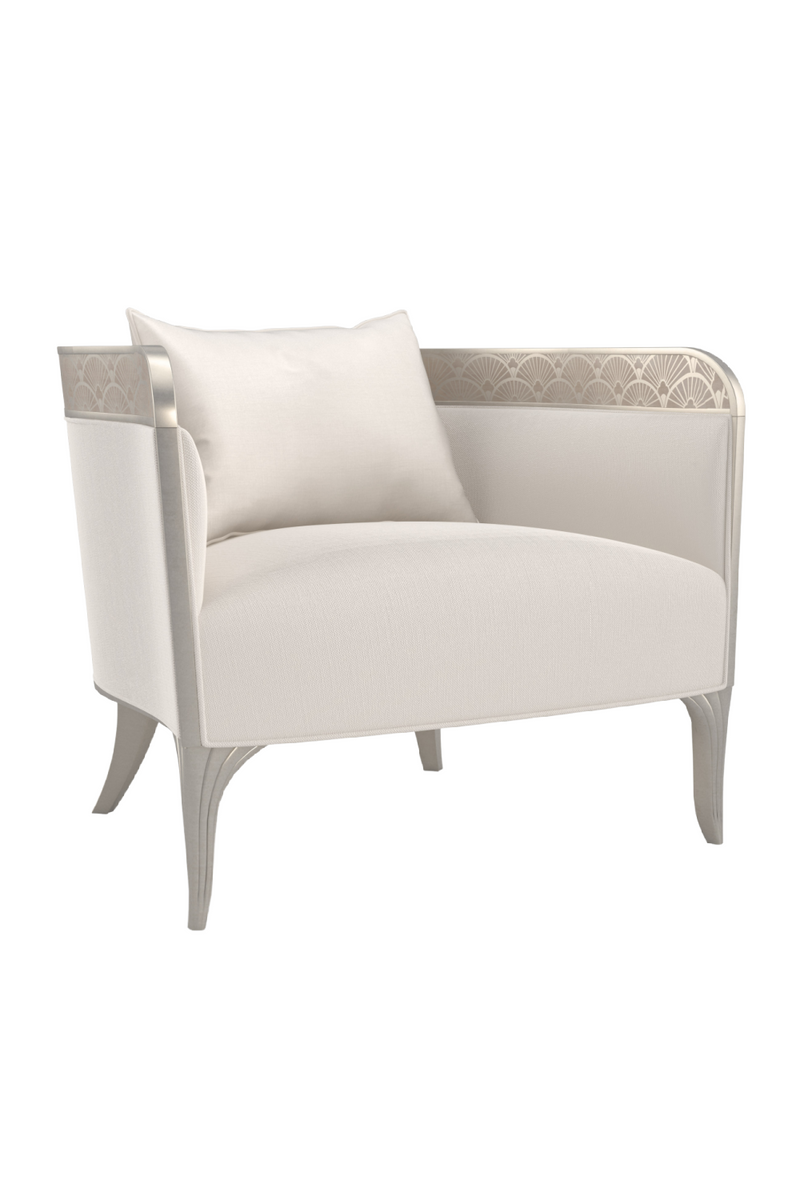 Fan Motif Cream Barrel Chair | Caracole Lillian | Oroatrade.com