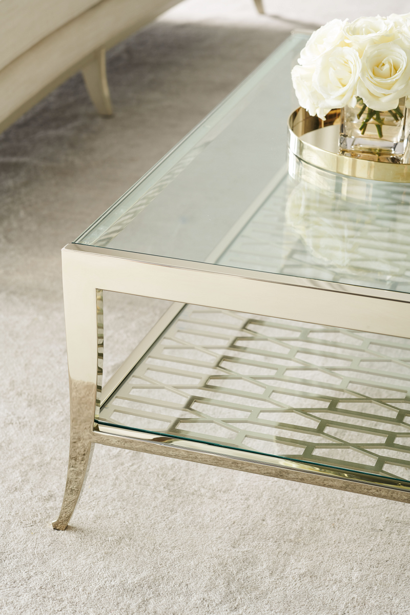 Gold Square Coffee Table | Caracole Pattern Recognition | Oroatrade.com