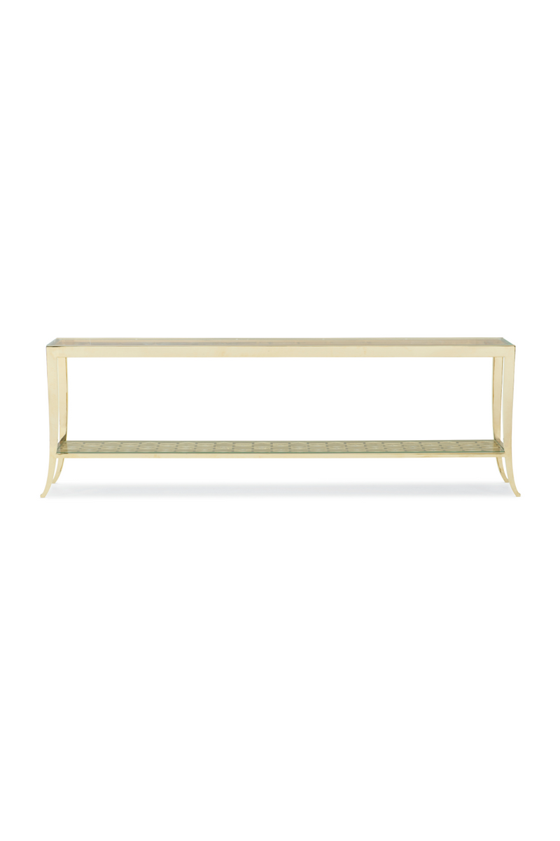 Gold Honeycomb Console Table | Caracole In A Holding Pattern | Oroatrade.com