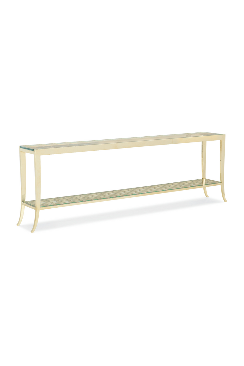 Gold Honeycomb Console Table | Caracole In A Holding Pattern | Oroatrade.com