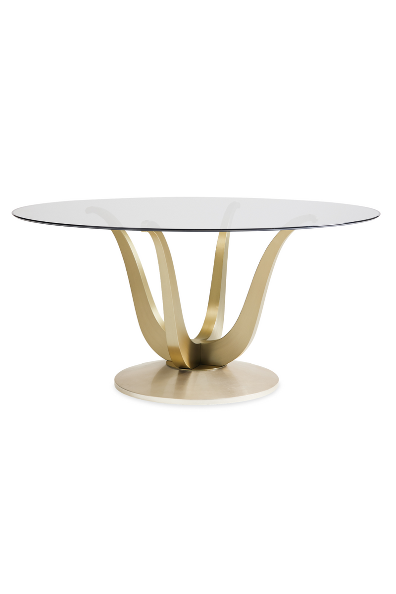 Gold Pedestal Dining Table | Caracole Rounding Up | Oroatrade.com