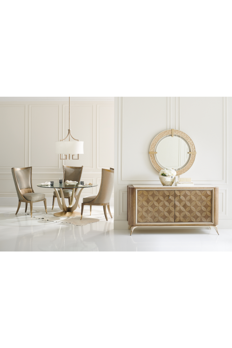 Gold Pedestal Dining Table | Caracole Rounding Up | Oroatrade.com