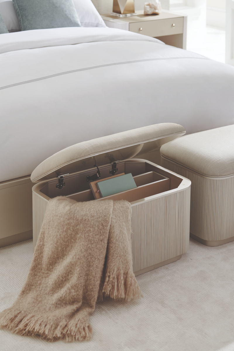 Beige Fluted Storage Ottoman | Caracole For The Love Of | Oroatrade.com