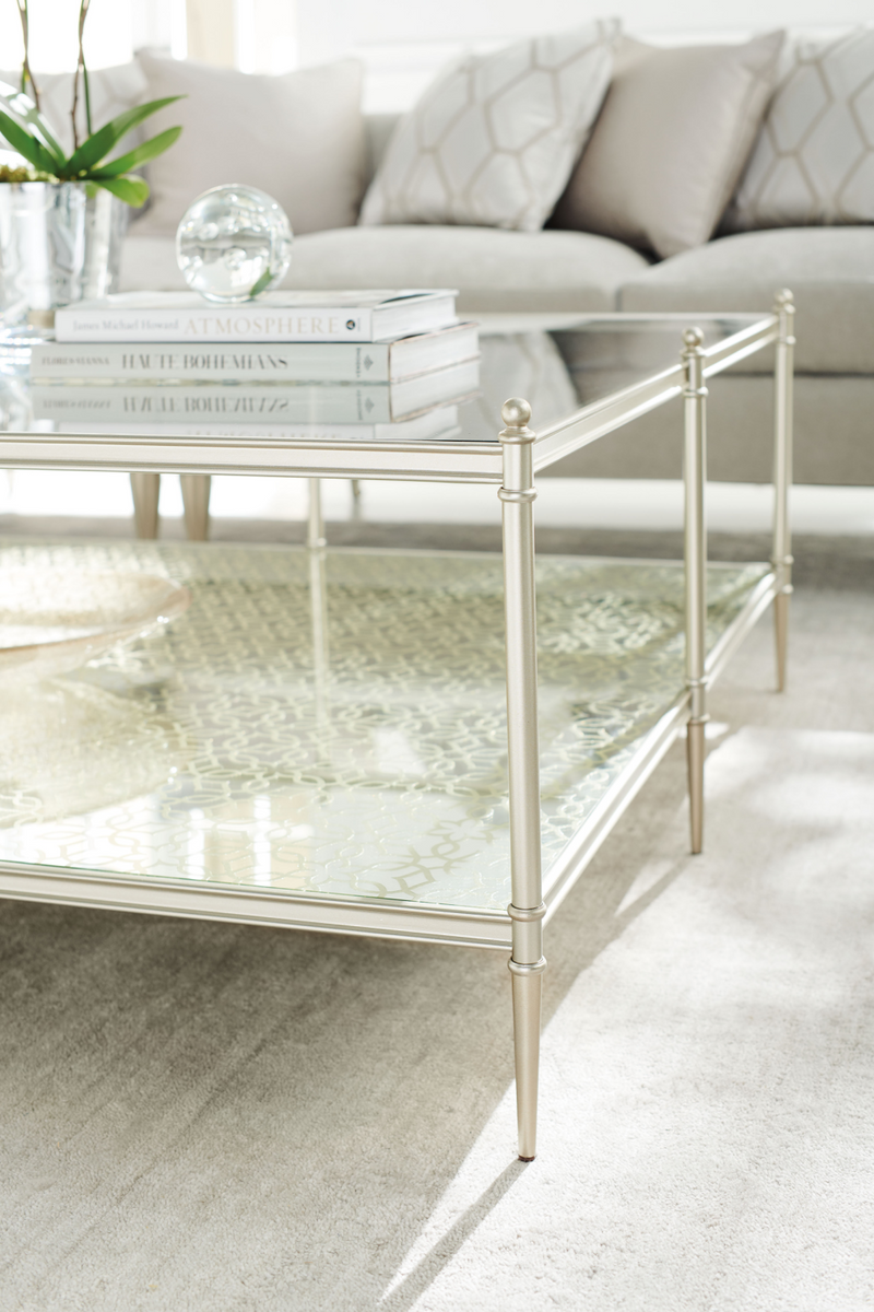 Metal Framed Glass Cocktail Table | Caracole Perfectly Square | oroatrade.com