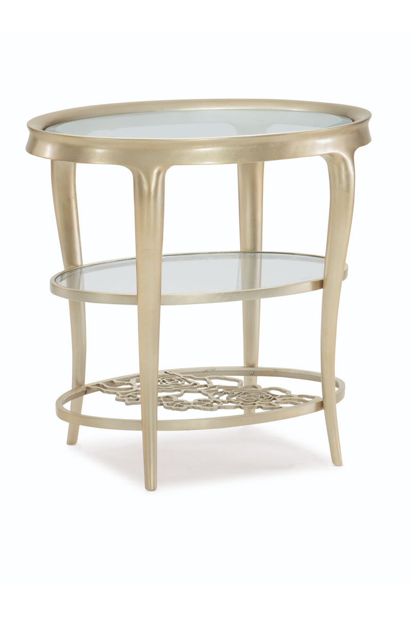 Oval Glass Top Side Table | Caracole Wild Flower | Oroatrade.com