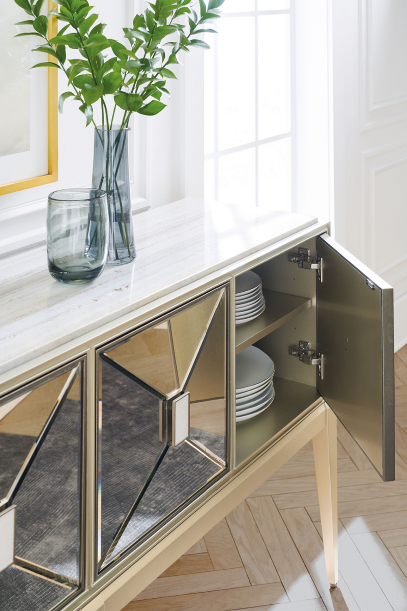 Faceted Mirror Sideboard | Caracole Sparkling Personality | Oroatrade.com