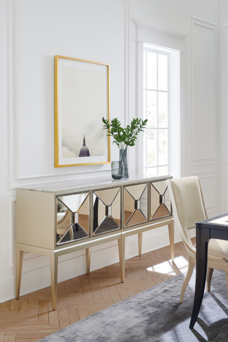 Faceted Mirror Sideboard | Caracole Sparkling Personality | Oroatrade.com