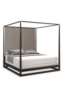 Brown Wooden Canopy Bed | Caracole Pinstripe | Oroatrade.com