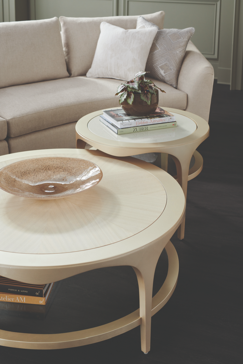 Round Metallic Accent Table | Caracole Up And Over | Oroatrade.com