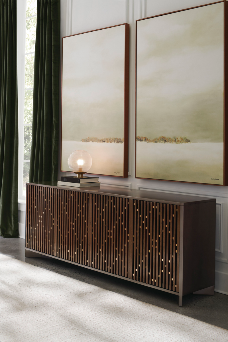 Slatted Wood Media Console | Caracole Diamond In The Rough | Oroatrade.com